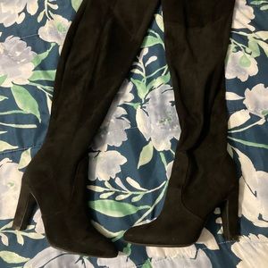 Black suede knee high boots